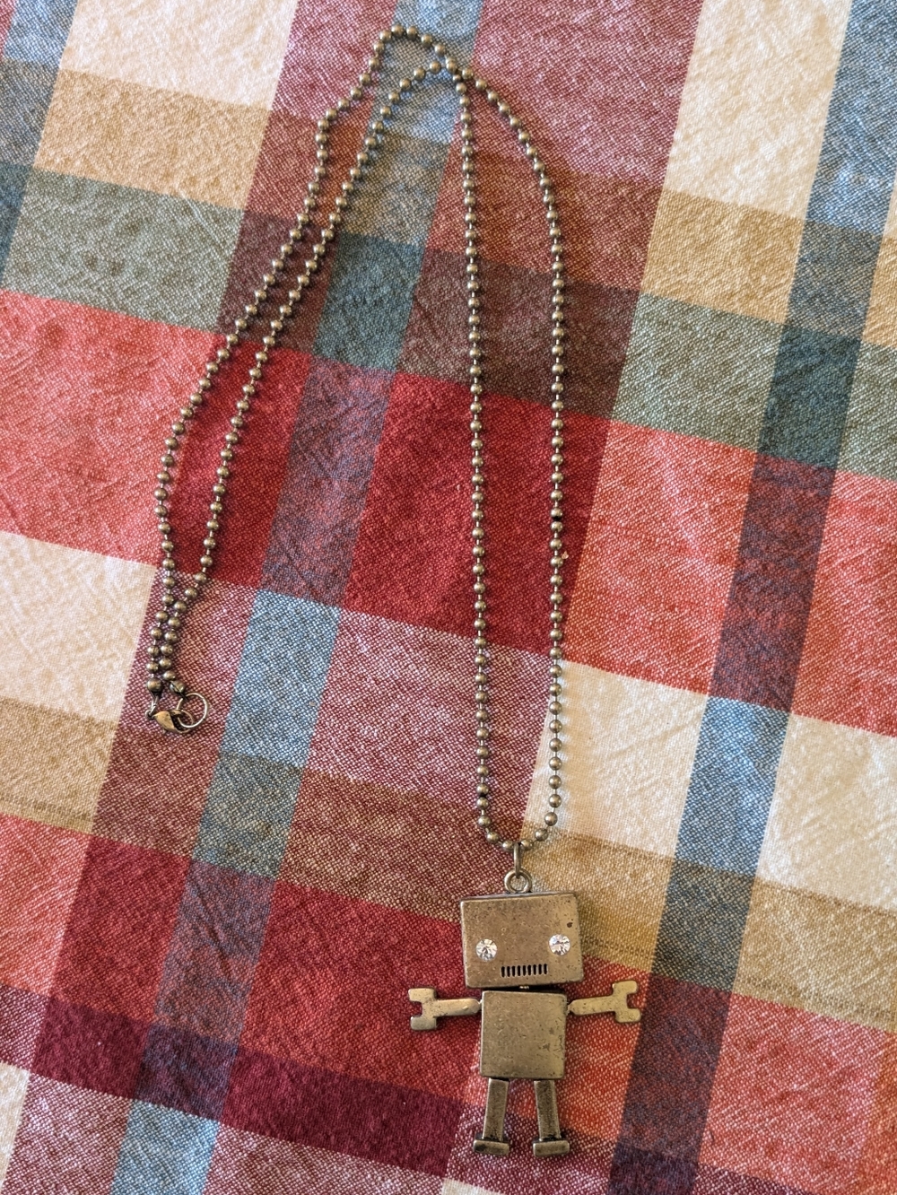 Brass Robot Pendant Necklace/Lanyard